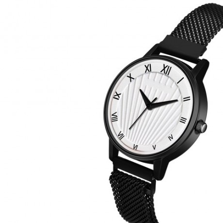 Analog Boy's Watch With Black Leather Strap And Black Dial