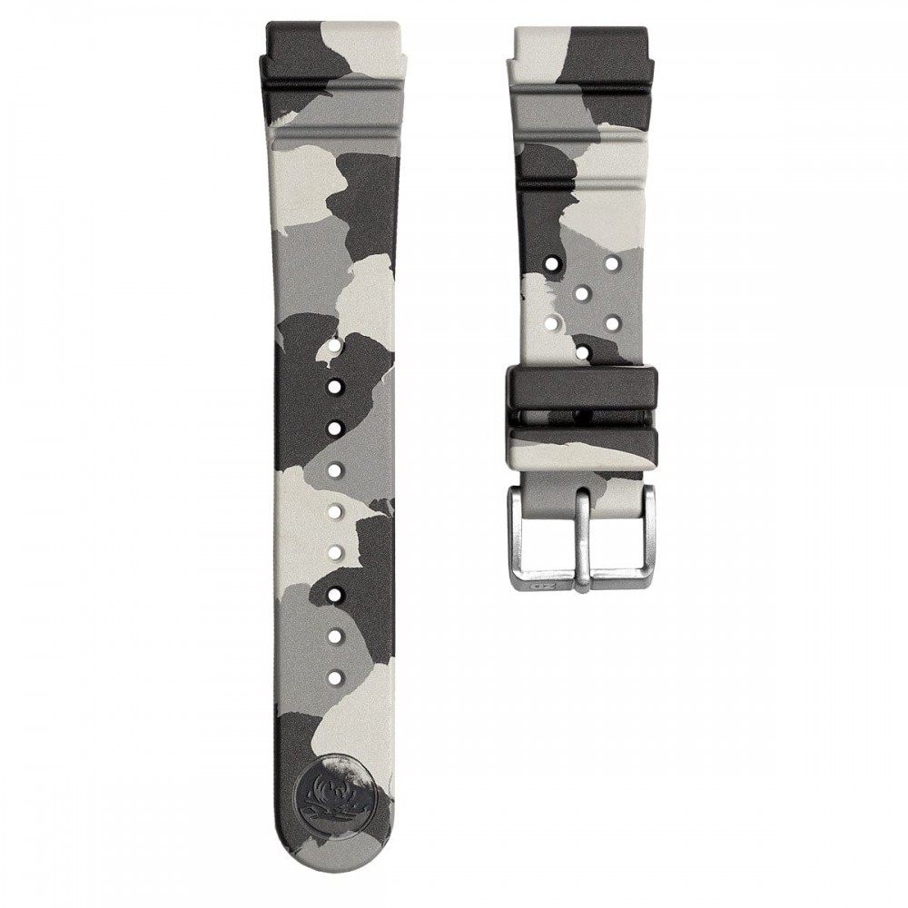 Rubber Diver's Watch Strap - Grey Camouflage