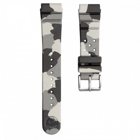 Rubber Diver's Watch Strap - Grey Camouflage