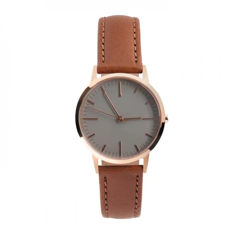 Rose Gold & Tan Watch