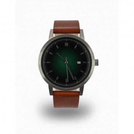 WHITE DIAL BROWN LEATHER STRAP WATCH