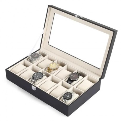 Luxurious 12 Slots Multi Color PU Leather Watch Organizer Boxes